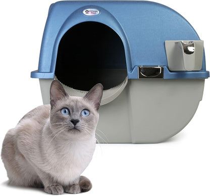 Omega Paw Premium Roll 'N Clean Litter Box Large,Cat, Peral Blue (PR-RA20-1)