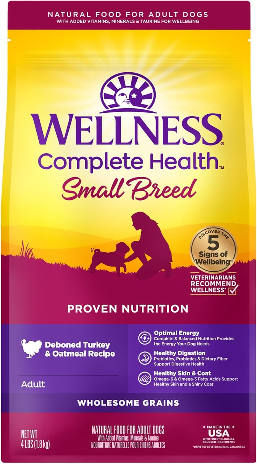 Complete Health Small Breed Adult Dry Dog Food with Grains and Real Turkey, Natural Ingredients, Omega Fatty Acids, and Probiotics, Made in USA