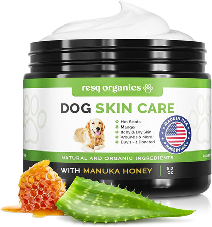 Hot Spot Treatment for Dogs, Cats & Pet Wound Care: Healing Ointment for Pets Itchy Skin Relief, Dry Skin Treatment, Natural Allergy Relief, Dog Paw Balm + Manuka Honey, Aloe Vera, Vitamin E