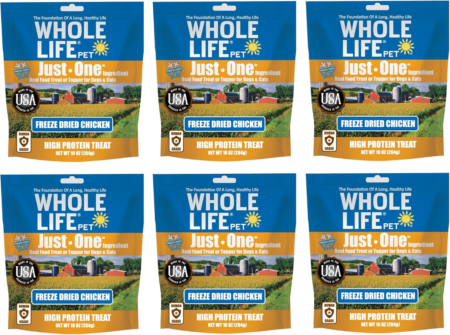 Whole Life Pet Just One Chicken Dog and Cat Value Packs - Human Grade, Freeze Dried, One Ingredient - Protein Rich, Grain Free, Made in the USA