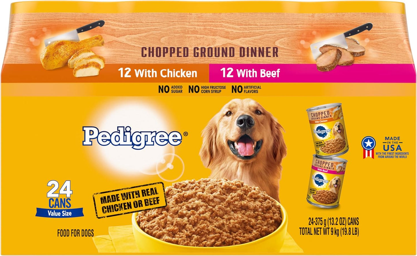 PEDIGREE CHOPPED GROUND DINNER Adult Canned Soft Wet Dog Food Variety Pack