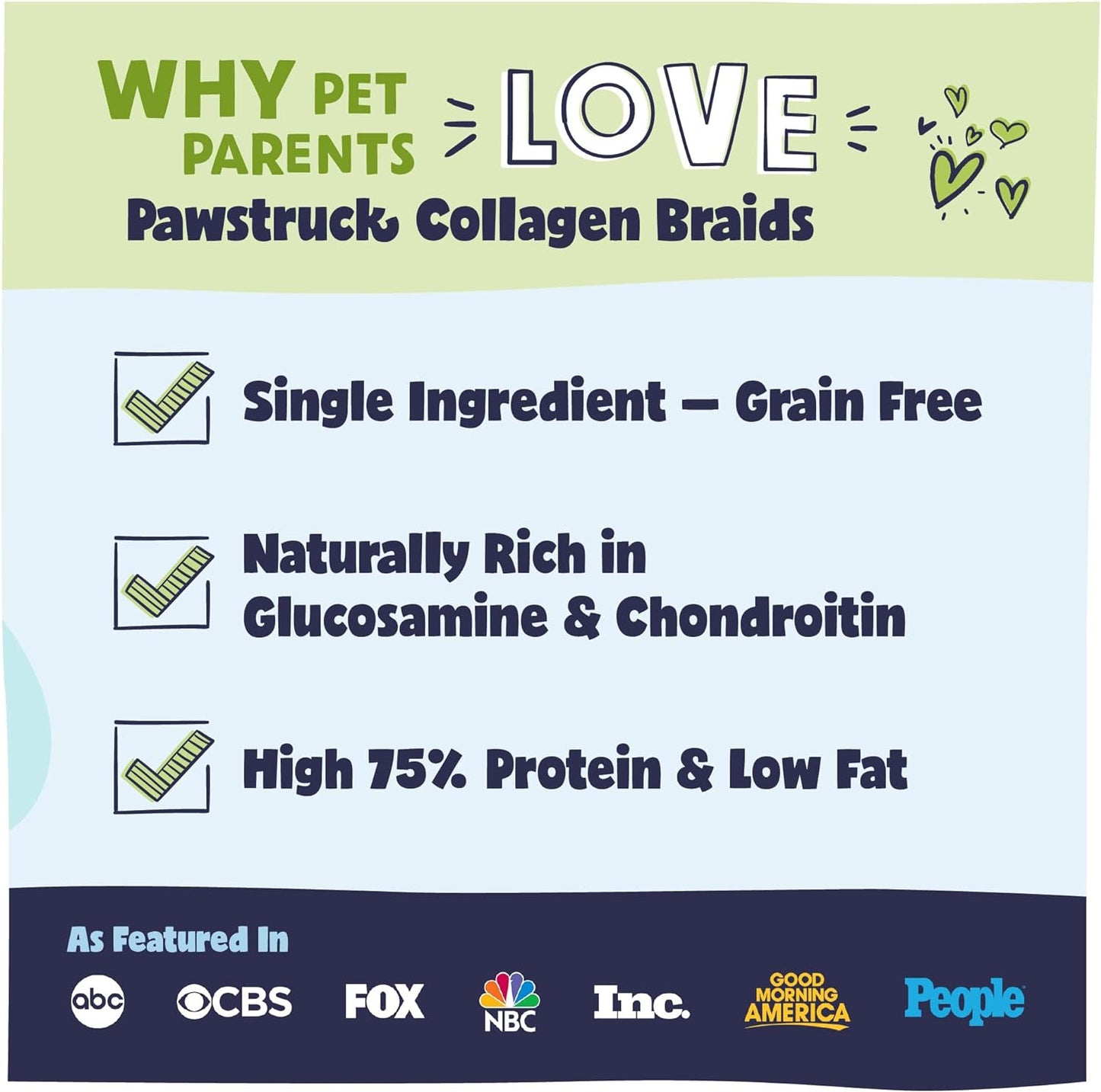 Pawstruck Natural Large Beef Collagen Braids for Dogs - Healthy Long Lasting Alternative to Traditional Rawhide & Bully Sticks W/Chondroitin & Glucosamine - Packaging May Vary