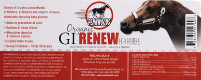 GI Renew, Probiotics for Equine, Immune and Appetite Stimulation, Prebiotics, Digestive Enzymes, Horse Supplement Providing Ulcer Relief and Organic Toxin Binder