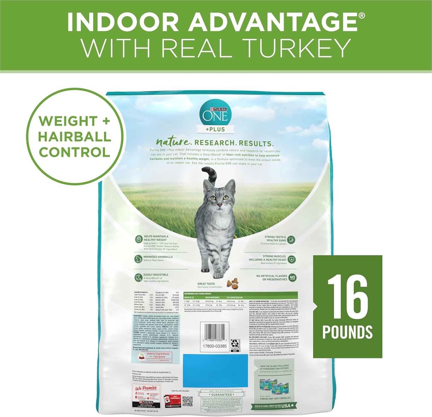 PURINA ONE Natural, Low Fat, Weight Control, Indoor Dry Cat Food, +Plus Indoor Advantage