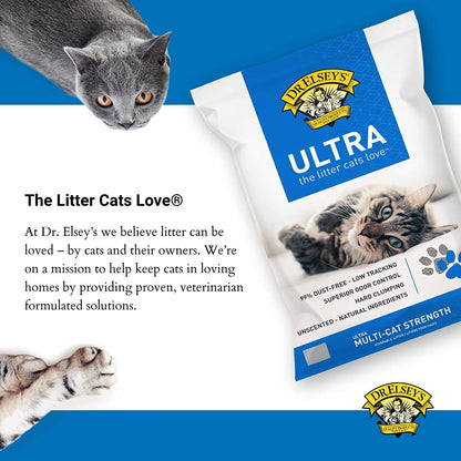 Dr. Elsey'S Cat Litter - Premium Unscented Cat Litter W/ Natural Ingredients - Low Dust Superior Odor Control Cat Litter - Hard Clumping Moisture Absorbing Clay Multi Cat Litter