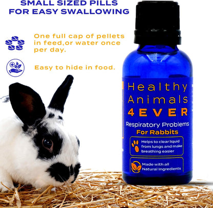 Healthyanimals4Ever All-Natural Rabbit Respiratory Treatment, Effective Homeopathic Support for Respiratory Health, Preventive Care for Snuffles & URI Rabbit Breathing Relief Tablets, 300 Count