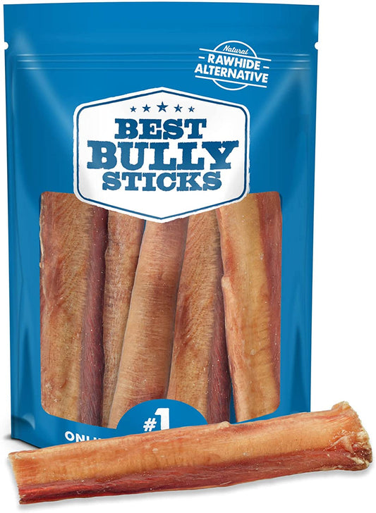 Best Bully Sticks All Natural Thick Bully Sticks for Large Dogs - 100% Free-Range Grass-Fed Beef - Single-Ingredient Grain & Rawhide Free Dog Chews