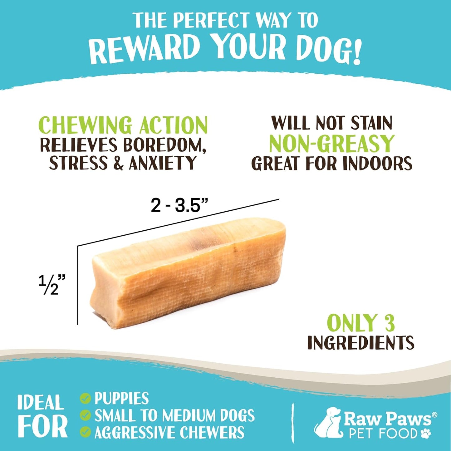 Raw Paws Himalayan Yak Chews for Dogs, Small Chews - Himalayan Cheese for Small Dogs - Yak Bones for Dogs - Yak Milk Bones for Dogs - Dog Cheese Chews Himalayan - Yak Chews for Small Dogs