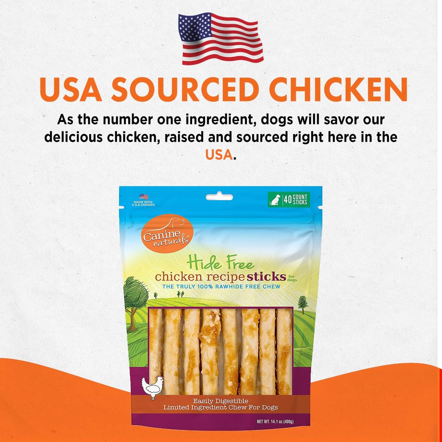 Canine Naturals Chicken Recipe Chew - Rawhide Free Dog Treats - Made from USA Raised Chicken - All-Natural and Easily Digestible