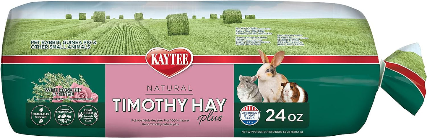 Kaytee Timothy Hay plus Spearmint/Marigold/Carrot 3 Flavor Variety Pack for Pet Guinea Pigs, Rabbits & Other Small Animals, 60 Ounce (Pack of 1)