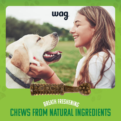 Amazon Brand - Wag Dental Chews - Green Dental Brush for Dogs, Unflavored