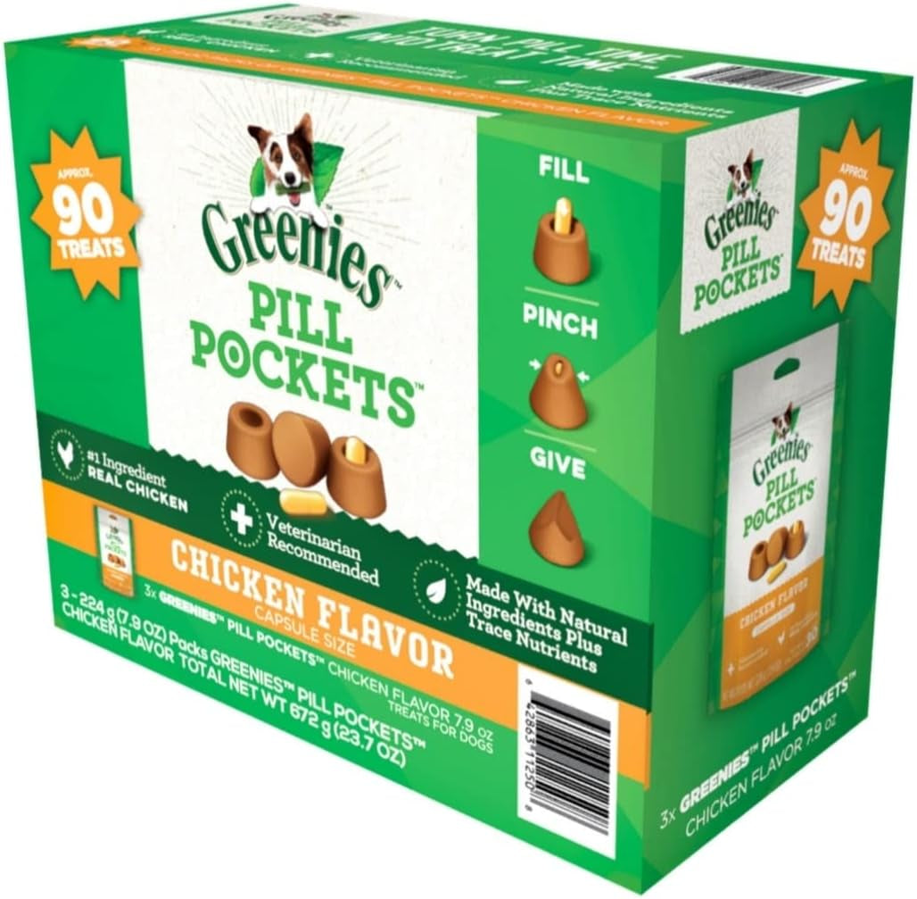 Chicken Flavor Capsule Size Pill Pockets Treats for Dogs