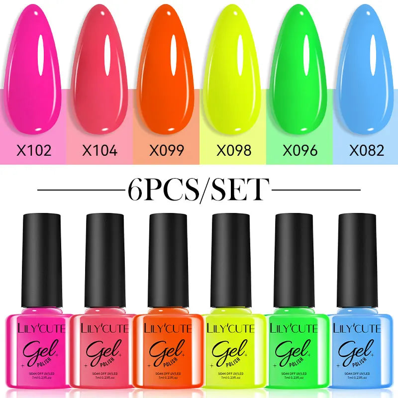 LILYCUTE 6Pcs/Set Gel Nail Polish Popular Colors In Autumn Semi Permanent Soak Off UV LED Nail Art Gels Nail Gel Polish