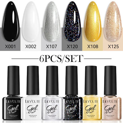 LILYCUTE 6Pcs/Set Gel Nail Polish Popular Colors In Autumn Semi Permanent Soak Off UV LED Nail Art Gels Nail Gel Polish