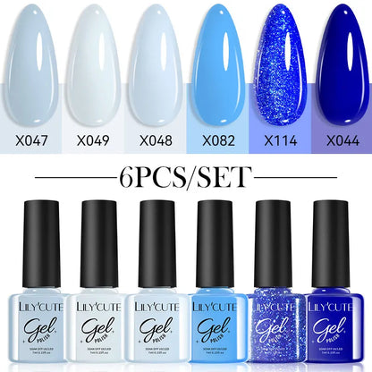 LILYCUTE 6Pcs/Set Gel Nail Polish Popular Colors In Autumn Semi Permanent Soak Off UV LED Nail Art Gels Nail Gel Polish