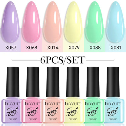 LILYCUTE 6Pcs/Set Gel Nail Polish Popular Colors In Autumn Semi Permanent Soak Off UV LED Nail Art Gels Nail Gel Polish