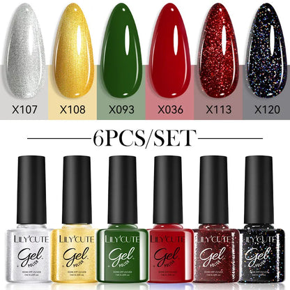 LILYCUTE 6Pcs/Set Gel Nail Polish Popular Colors In Autumn Semi Permanent Soak Off UV LED Nail Art Gels Nail Gel Polish