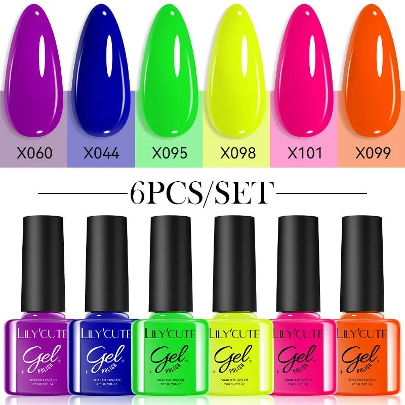 LILYCUTE 6Pcs/Set Gel Nail Polish Popular Colors In Autumn Semi Permanent Soak Off UV LED Nail Art Gels Nail Gel Polish