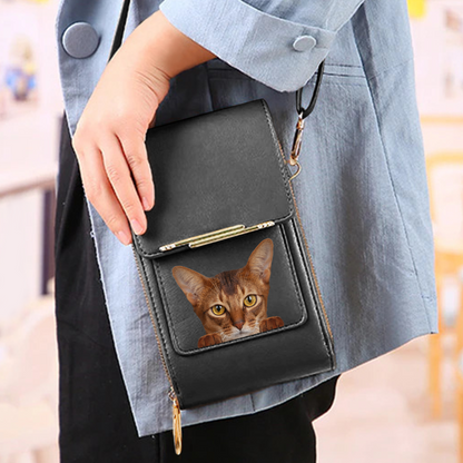 Abyssinian Cat - Touch Screen Phone Wallet Case Crossbody Purse V1