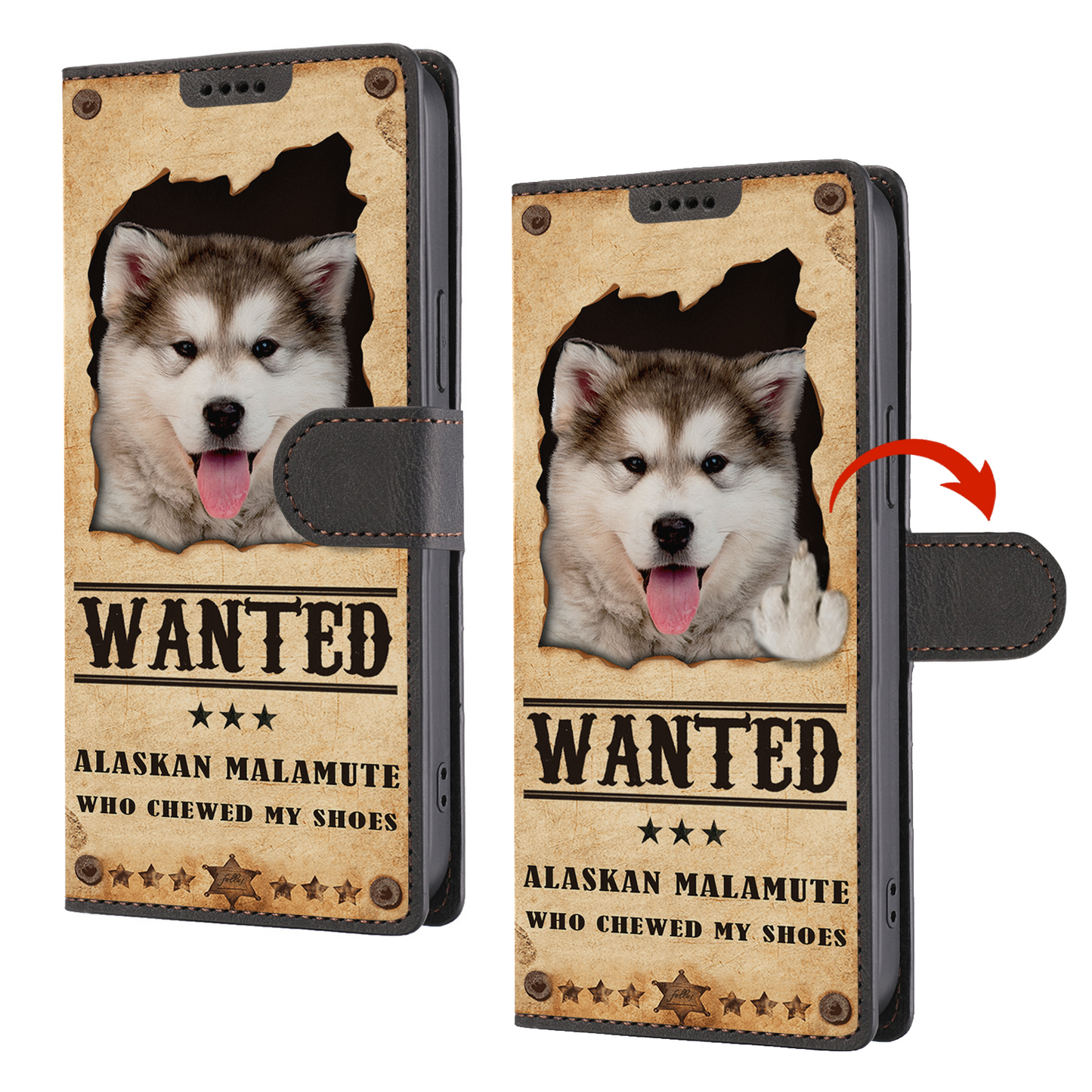 Malamute d'Alaska recherché - Étui portefeuille amusant pour téléphone V1
