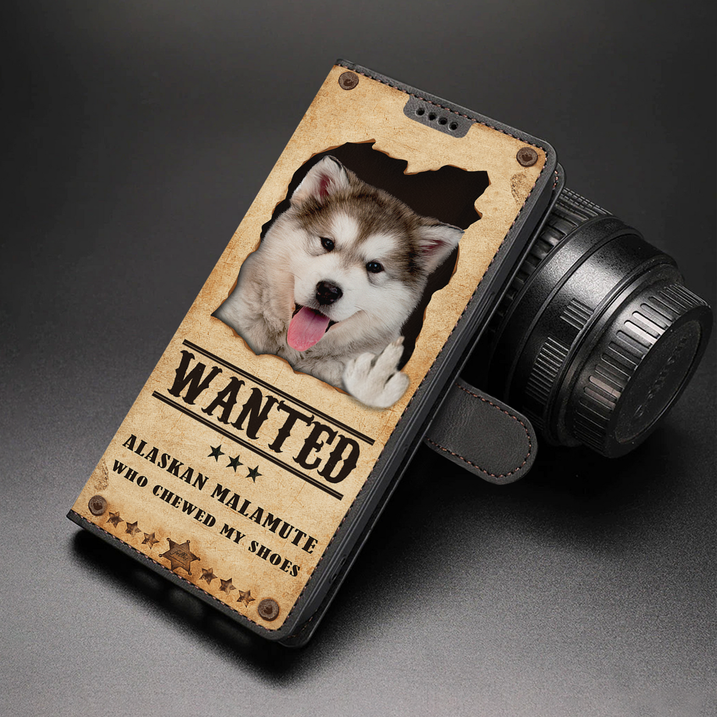 Alaskan Malamute Wanted - Fun Wallet Phone Case V1