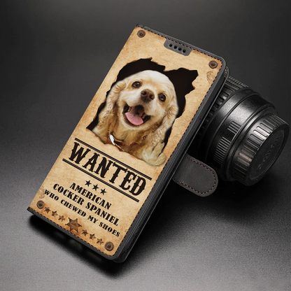 American Cocker Spaniel Wanted - Étui portefeuille amusant pour téléphone V3