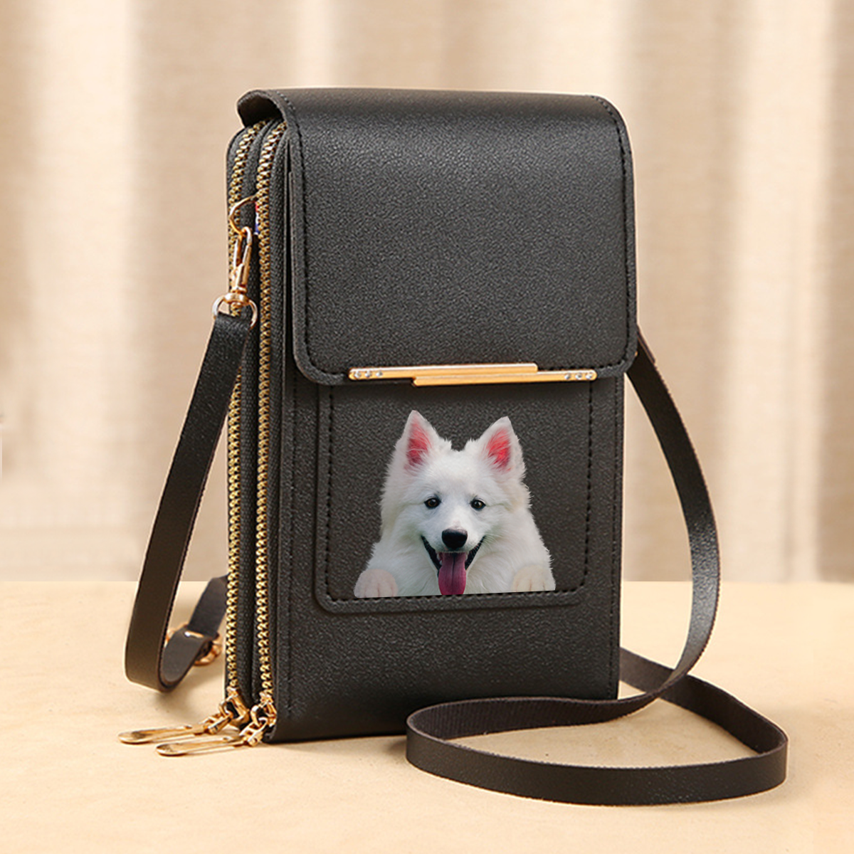 American Eskimo - Touch Screen Phone Wallet Case Crossbody Purse V1