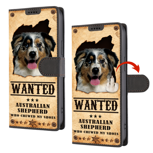 Australian Shepherd Wanted - Lustige Handyhülle mit Geldbörse V1