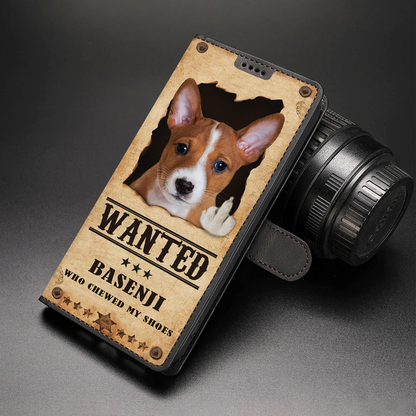 Basenji Wanted - Étui portefeuille amusant pour téléphone V1