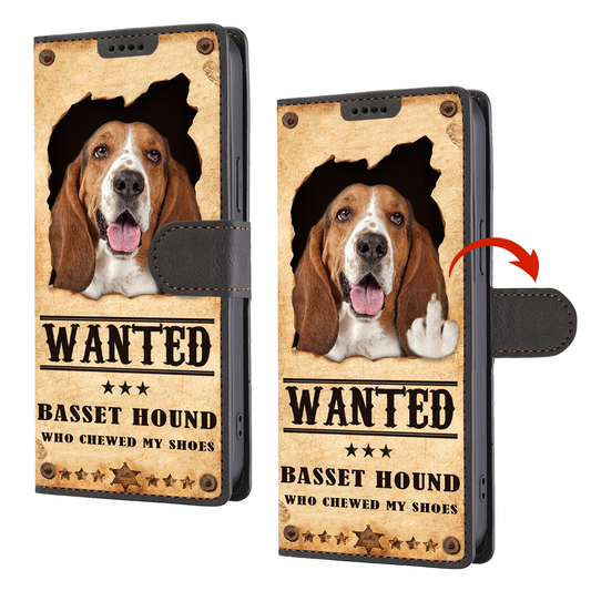 Basset Hound Wanted - Lustige Handyhülle mit Geldbörse V1
