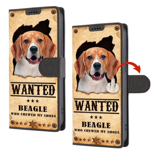 Beagle Wanted - Lustige Handyhülle mit Geldbörse V1