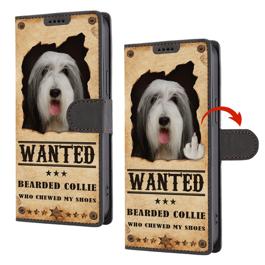 Bearded Collie Wanted - Lustige Handyhülle mit Geldbörse V1