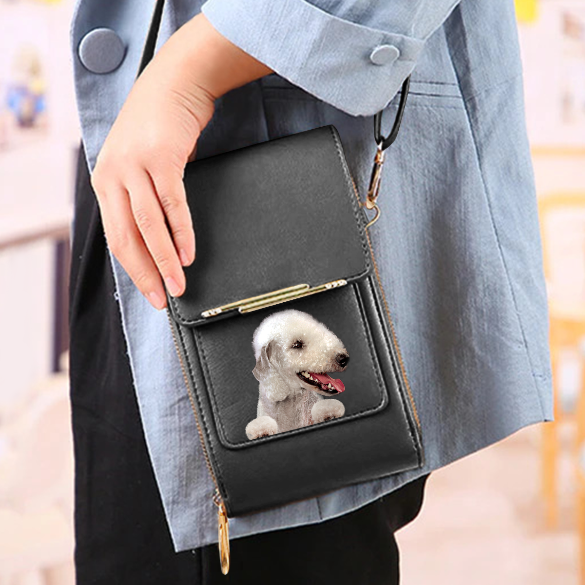 Bedlington Terrier – Touchscreen-Handy-Geldbörse, Umhängetasche V1