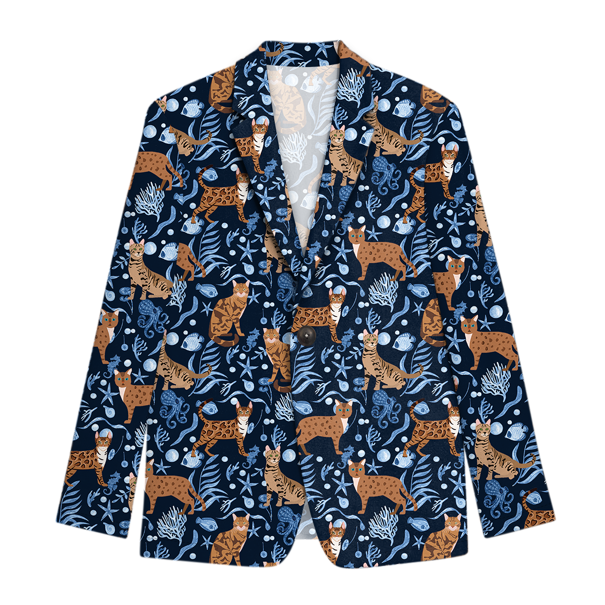 Bengal Cat Men's Beach Time Hawaiian Blazer