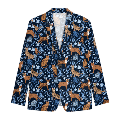 Bengal Cat Men's Beach Time Hawaiian Blazer