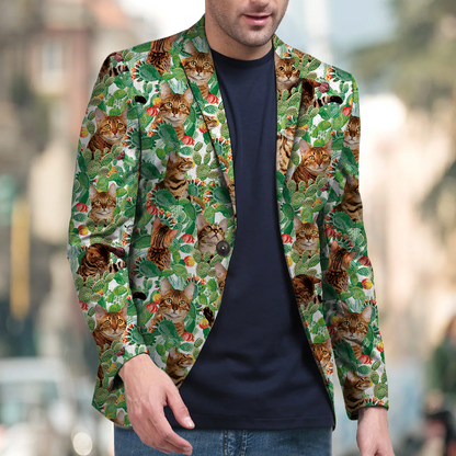 Bengal Cat Men's Cactus Hawaiian Blazer