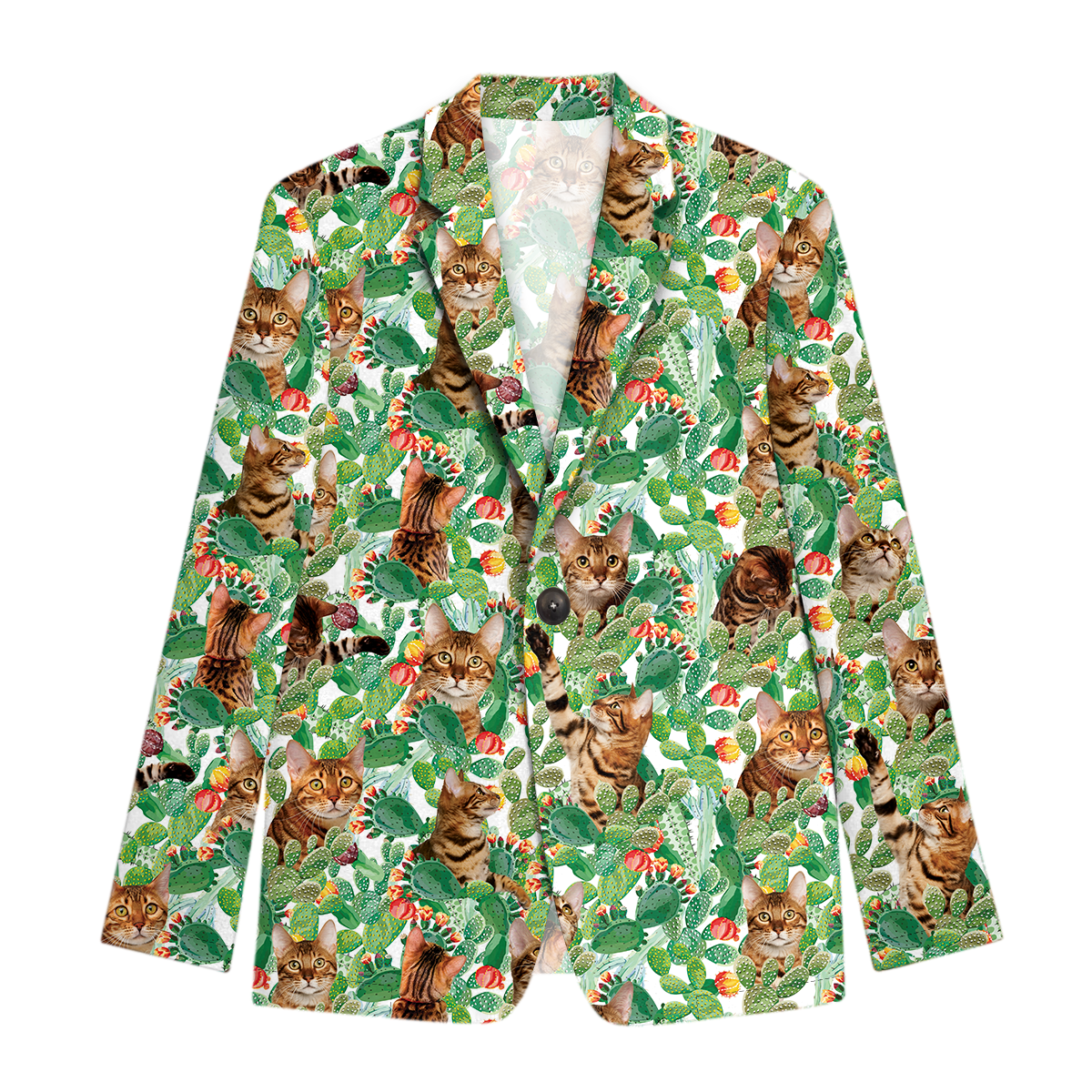 Bengal Cat Men's Cactus Hawaiian Blazer