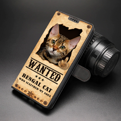 Bengal Cat Wanted - Fun Wallet Phone Case V1