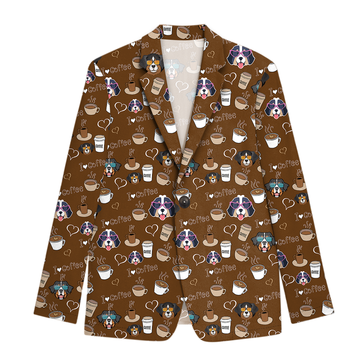 Bernese Mountain Men's Coffee Printed Blazer