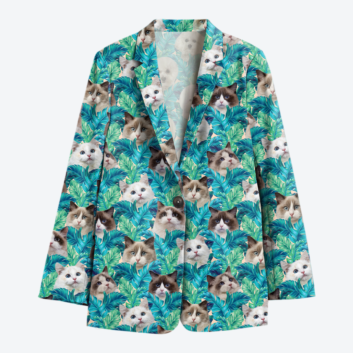 Bichon Frise Women's Blue Leaves Hawaiian Blazer