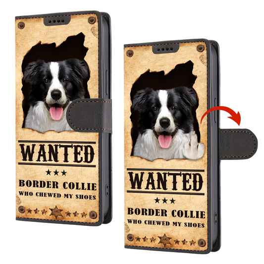 Border Collie Wanted - Étui portefeuille amusant pour téléphone V1