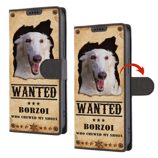 Borzoi Wanted - Lustige Handyhülle mit Geldbörse V1