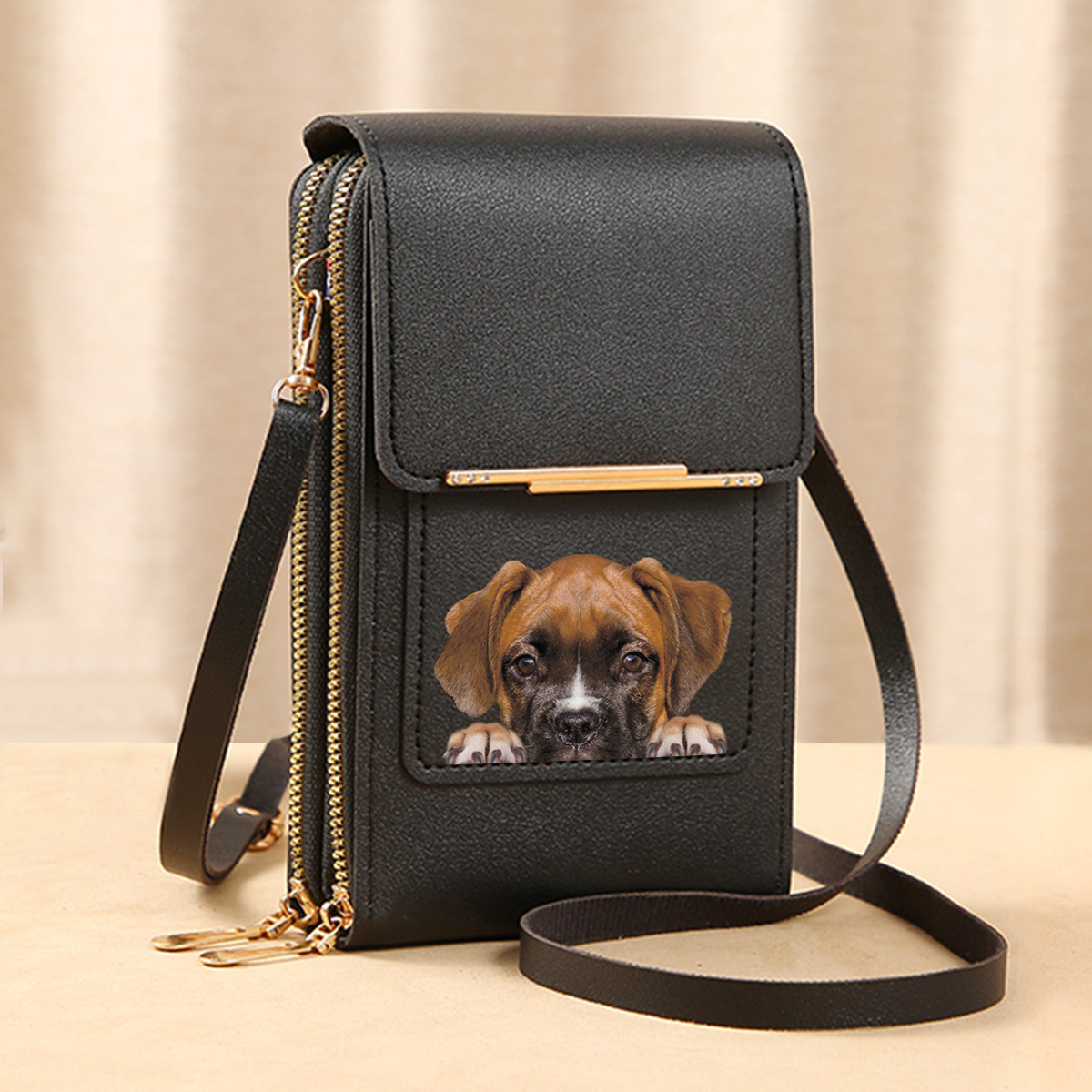 Boxer Dog - Touch Screen Phone Wallet Case Crossbody Purse V1