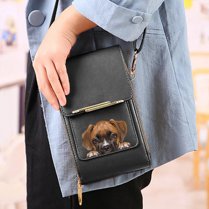 Boxer Dog - Touch Screen Phone Wallet Case Crossbody Purse V1