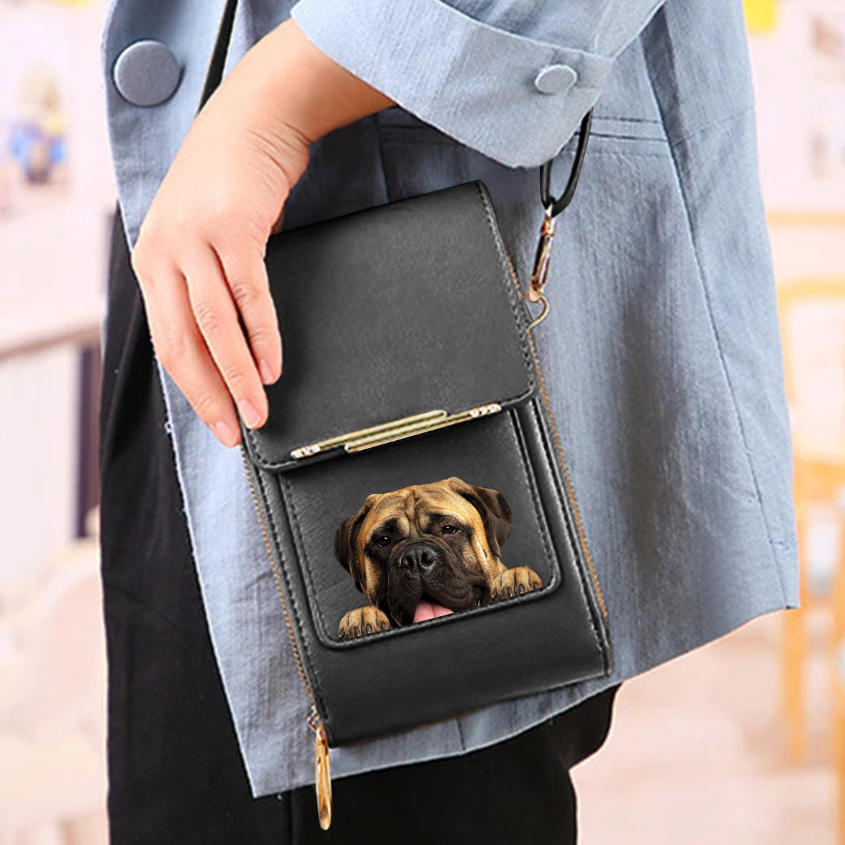 Bullmastiff - Étui portefeuille pour téléphone à écran tactile, sac à bandoulière V1