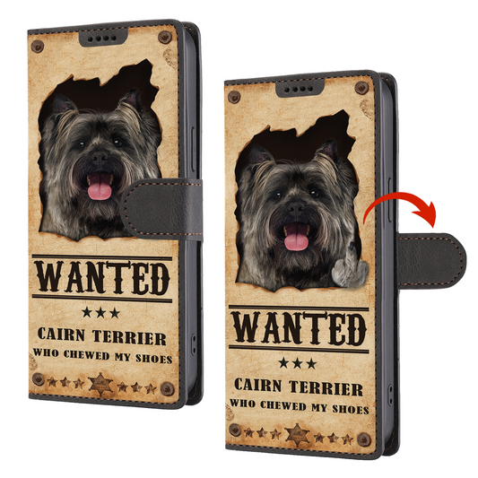 Cairn Terrier Wanted - Étui portefeuille amusant pour téléphone V1