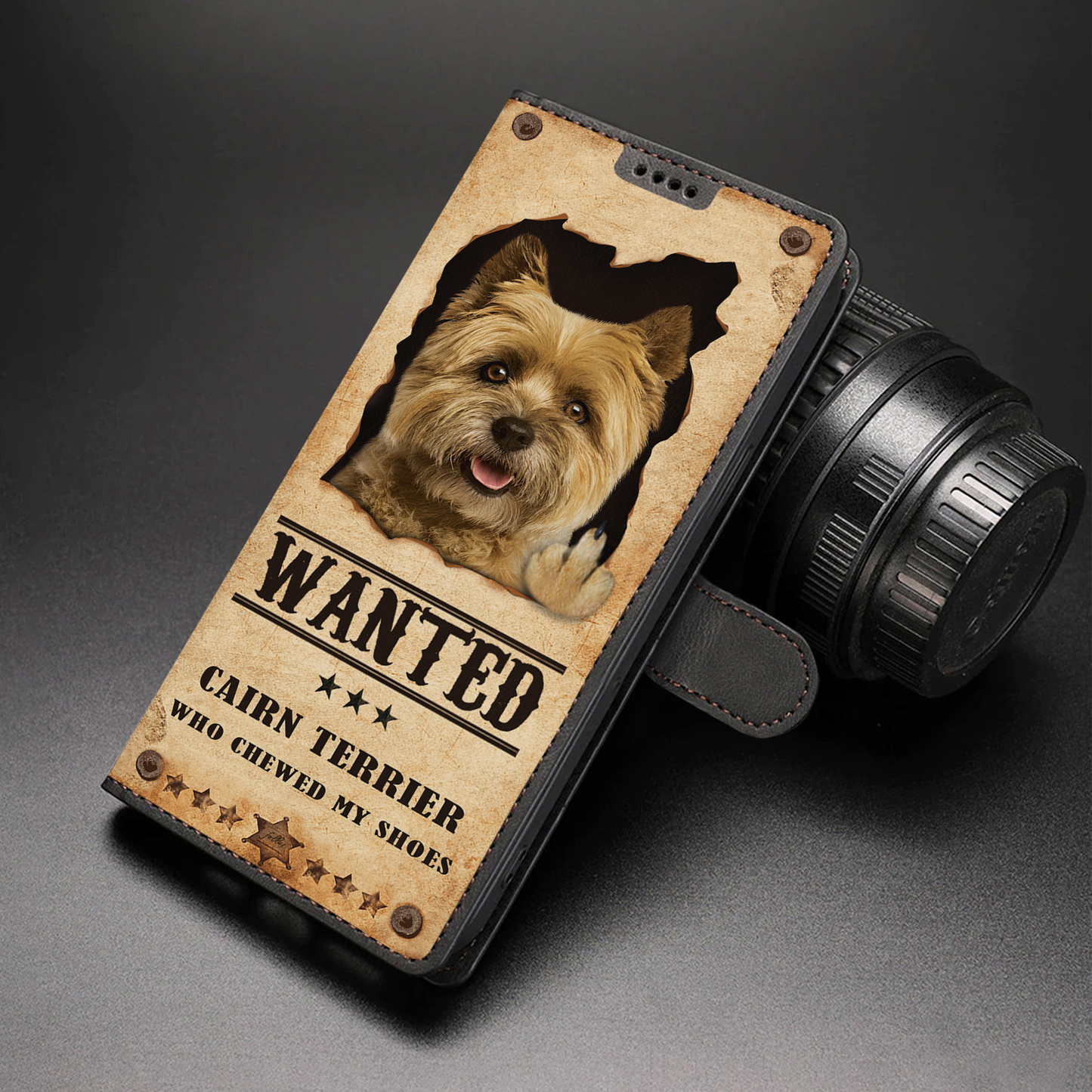 Cairn Terrier Wanted - Fun Brieftasche Handyhülle V2