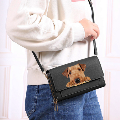 Can You See - Airedale Terrier Umhängetasche Damen Clutch V1