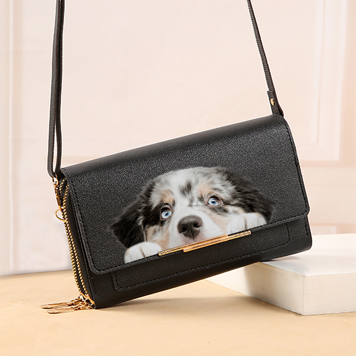 Can You See - Australian Shepherd Umhängetasche Damen Clutch V1