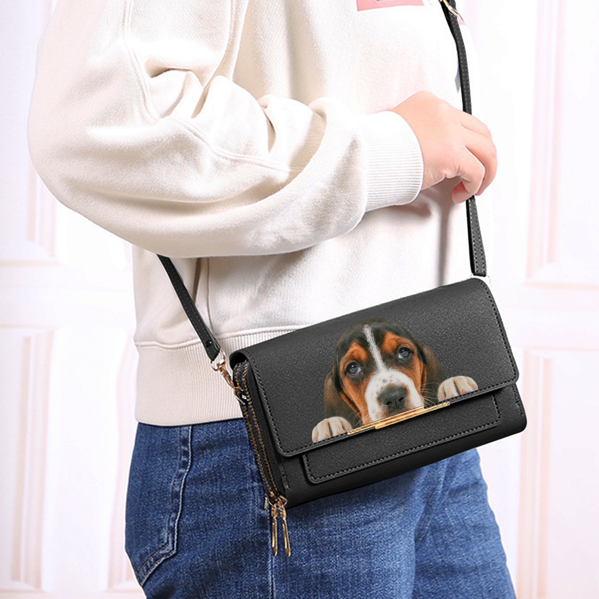 Can You See - Basset Hound Crossbody Purse Women Clutch V1